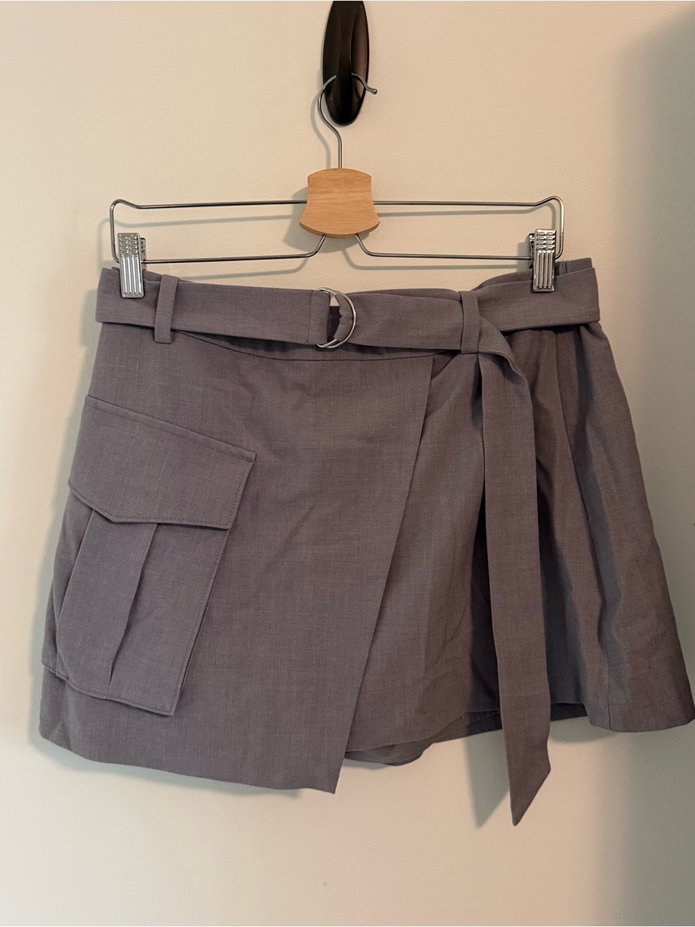 Abercrombie & Fitch Grey Utility Wrap Mini Skort